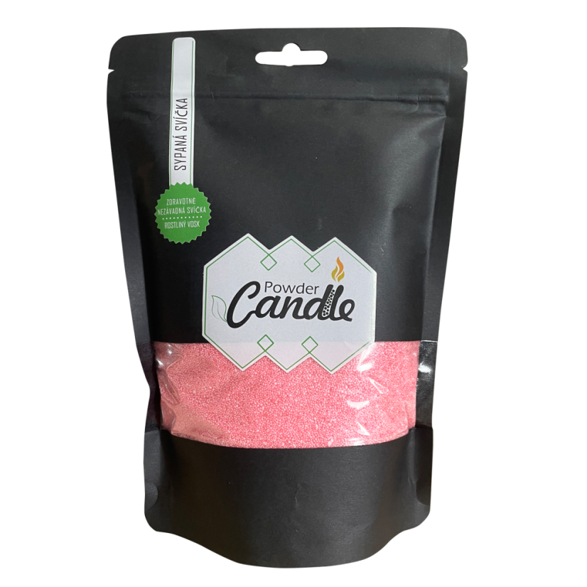 Růžová sypaná svíčka PowderCandle - Množství: 400 g